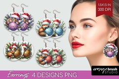 Christmas Animals Round Earrings - Cute Christmas PNG Product Image 1