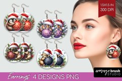 Christmas Animals Round Earrings - Cute Christmas PNG Product Image 1