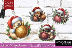 Christmas Animals Keychain PNG - Cute Christmas Keychain Product Image 1