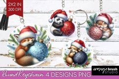 Christmas Animals Keychain PNG - Cute Christmas Keychain Product Image 1
