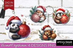 Christmas Animals Keychain PNG - Cute Christmas Keychain Product Image 1