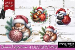 Christmas Animals Keychain PNG - Cute Christmas Keychain Product Image 1