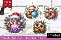 Christmas Animals Keychain PNG - Cute Christmas Keychain Product Image 1