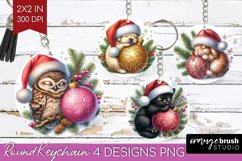 Christmas Animals Keychain PNG - Cute Christmas Keychain Product Image 1