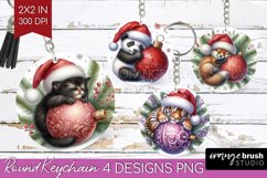 Christmas Animals Keychain PNG - Cute Christmas Keychain Product Image 1