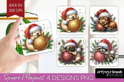 Christmas Animals Magnet Sublimation - Cute Christmas Square Product Image 1