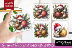 Christmas Animals Magnet Sublimation - Cute Christmas Square Product Image 1