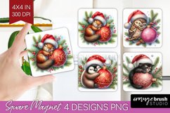 Christmas Animals Magnet Sublimation - Cute Christmas Square Product Image 1