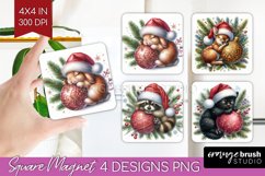 Christmas Animals Magnet Sublimation - Cute Christmas Square Product Image 1