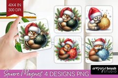 Christmas Animals Magnet Sublimation - Cute Christmas Square Product Image 1
