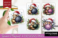 Christmas Animals Magnet Sublimation - Cute Christmas Square Product Image 1