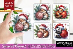 Christmas Animals Magnet Sublimation - Cute Christmas Square Product Image 1