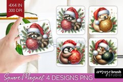Christmas Animals Magnet Sublimation - Cute Christmas Square Product Image 1