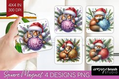 Christmas Animals Magnet Sublimation - Cute Christmas Square Product Image 1