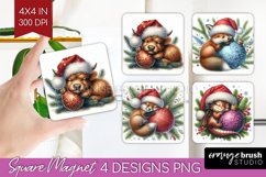 Christmas Animals Magnet Sublimation - Cute Christmas Square Product Image 1