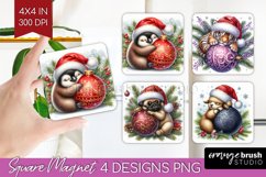 Christmas Animals Magnet Sublimation - Cute Christmas Square Product Image 1