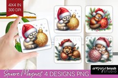 Christmas Animals Magnet Sublimation - Cute Christmas Square Product Image 1