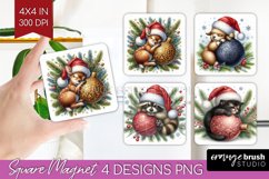 Christmas Animals Magnet Sublimation - Cute Christmas Square Product Image 1