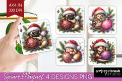 Christmas Animals Magnet Sublimation - Cute Christmas Square Product Image 1