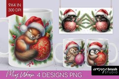 Christmas Animals Mug Wrap - Cute Christmas Mug PNG Product Image 1