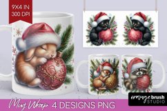 Christmas Animals Mug Wrap - Cute Christmas Mug PNG Product Image 1