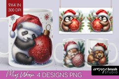 Christmas Animals Mug Wrap - Cute Christmas Mug PNG Product Image 1