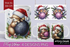 Christmas Animals Mug Wrap - Cute Christmas Mug PNG Product Image 1
