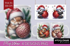 Christmas Animals Mug Wrap - Cute Christmas Mug PNG Product Image 1