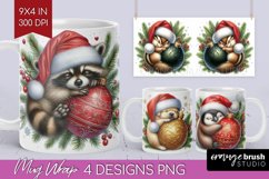 Christmas Animals Mug Wrap - Cute Christmas Mug PNG Product Image 1