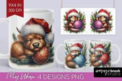 Christmas Animals Mug Wrap - Cute Christmas Mug PNG Product Image 1