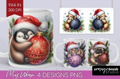 Christmas Animals Mug Wrap - Cute Christmas Mug PNG Product Image 1