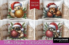 Christmas Animals Pillow Sublimation - Cute Christmas Pillow Product Image 1