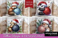 Christmas Animals Pillow Sublimation - Cute Christmas Pillow Product Image 1