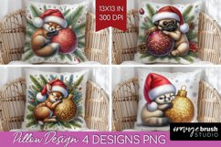 Christmas Animals Pillow Sublimation - Cute Christmas Pillow Product Image 1