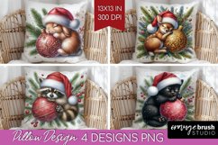 Christmas Animals Pillow Sublimation - Cute Christmas Pillow Product Image 1