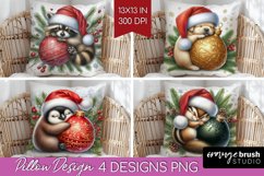 Christmas Animals Pillow Sublimation - Cute Christmas Pillow Product Image 1