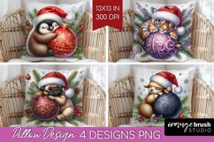 Christmas Animals Pillow Sublimation - Cute Christmas Pillow Product Image 1