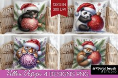 Christmas Animals Pillow Sublimation - Cute Christmas Pillow Product Image 1