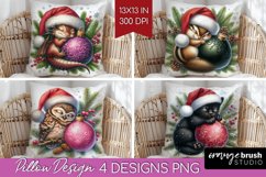 Christmas Animals Pillow Sublimation - Cute Christmas Pillow Product Image 1
