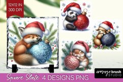 Christmas Animals Slate PNG - Cute Christmas Square Slate Product Image 1