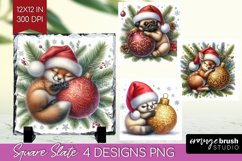 Christmas Animals Slate PNG - Cute Christmas Square Slate Product Image 1