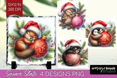 Christmas Animals Slate PNG - Cute Christmas Square Slate Product Image 1