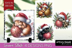 Christmas Animals Slate PNG - Cute Christmas Square Slate Product Image 1