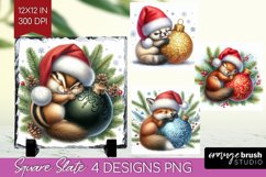 Christmas Animals Slate PNG - Cute Christmas Square Slate Product Image 1