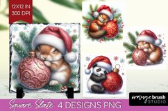 Christmas Animals Slate PNG - Cute Christmas Square Slate Product Image 1