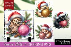 Christmas Animals Slate PNG - Cute Christmas Square Slate Product Image 1