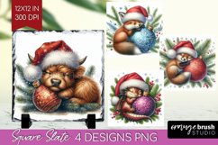 Christmas Animals Slate PNG - Cute Christmas Square Slate Product Image 1