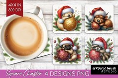 Christmas Animals Square Coaster - Cute Christmas Coaster Product Image 1