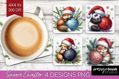 Christmas Animals Square Coaster - Cute Christmas Coaster Product Image 1