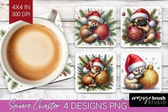 Christmas Animals Square Coaster - Cute Christmas Coaster Product Image 1